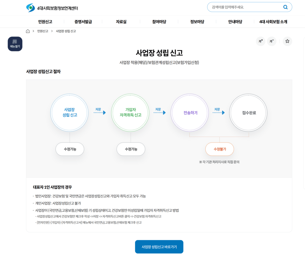 사업장 성립 신고